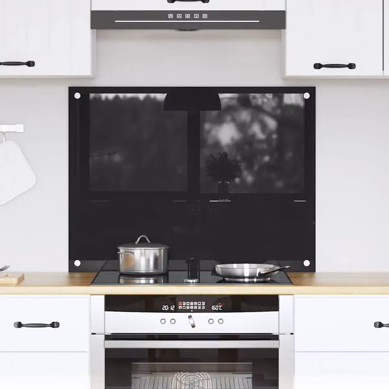 Schienale da cucina vidaXL in vetro temperato Nero L: 80 cm, H: 60 cm