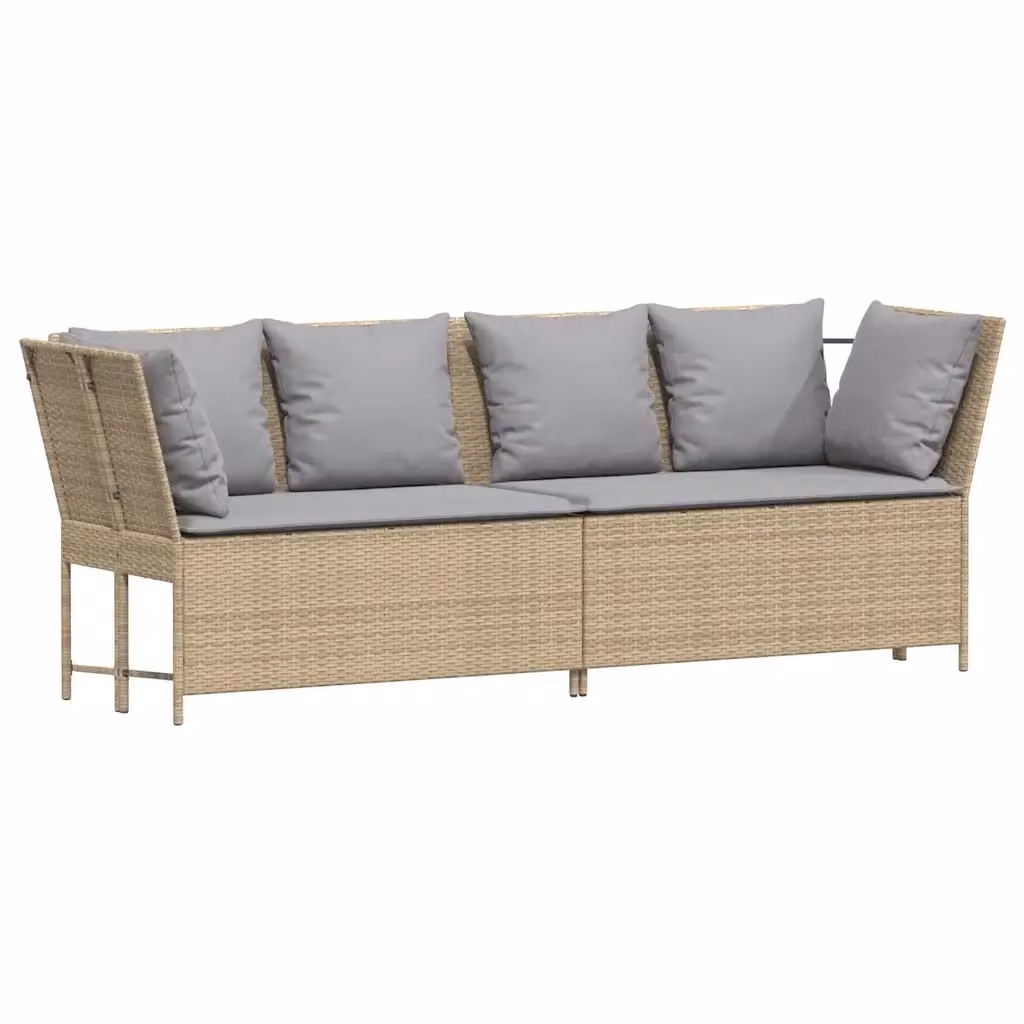 Divano da giardino moderno vidaXL in polyrattan beige e grigio con cuscini rimovibili e struttura in metallo L: 233 cm, P: 87,5 cm, H: 68,5 cm – 2