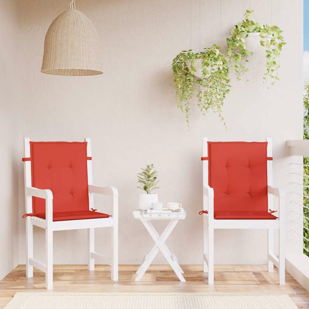 Set di 2 cuscini rettangolari per sedie da giardino vidaXL, colore rosso, L 100 x P 50 x H 3 cm