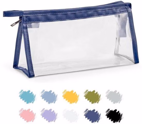 Piccola borsa blu in PVC trasparente