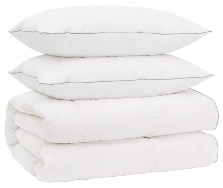 Set di piumini per letto in piuma d'oca, 90%, modello FULDA, 3 pezzi, dimensioni 200 x 220 cm, colore bianco