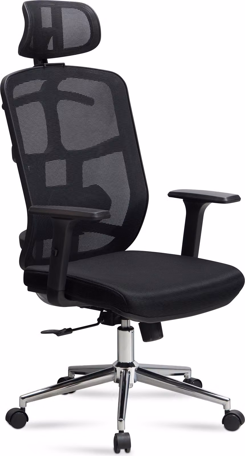 Sedia da ufficio nera con rivestimento in rete sedia da scrivania fino a 120 kg con poggiatesta | Amstyle