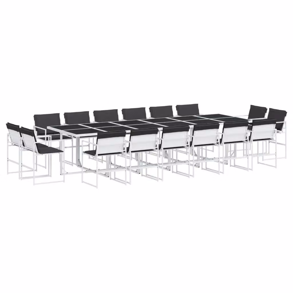 Set da Pranzo da Giardino vidaXL 17 pz in Acciaio Verniciato a Polvere e Vetro Bianco e Antracite – 2