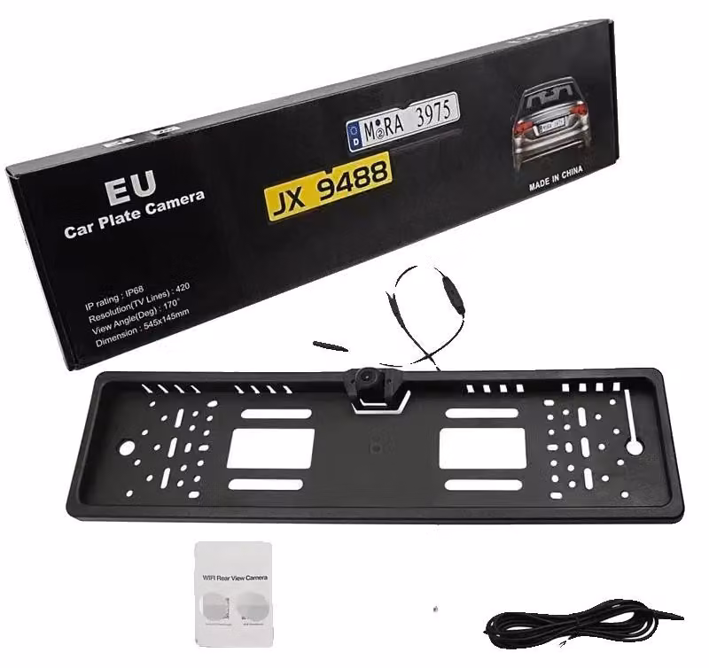 Telecamera per auto per la retromarcia, wireless, ad alta definizione, con visione notturna, design impermeabile, colore nero