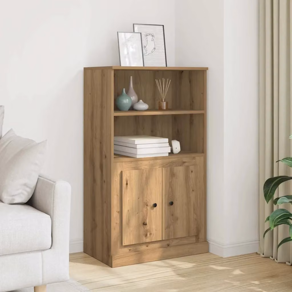 Credenza Buffet da pranzo in Rovere Artigianale in Legno Multistrato, Colore Marrone, L 60 cm x P 35,5 cm x H 103,5 cm – 2