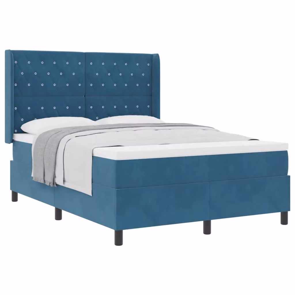 Letto a molle con materasso vidaXL in velluto blu, L/P/H: 160 x 200 x 128 cm – 2