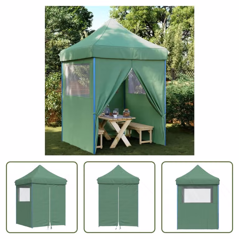 The Living Store Tenda per feste pieghevole pop-up con 4 pannelli laterali verde