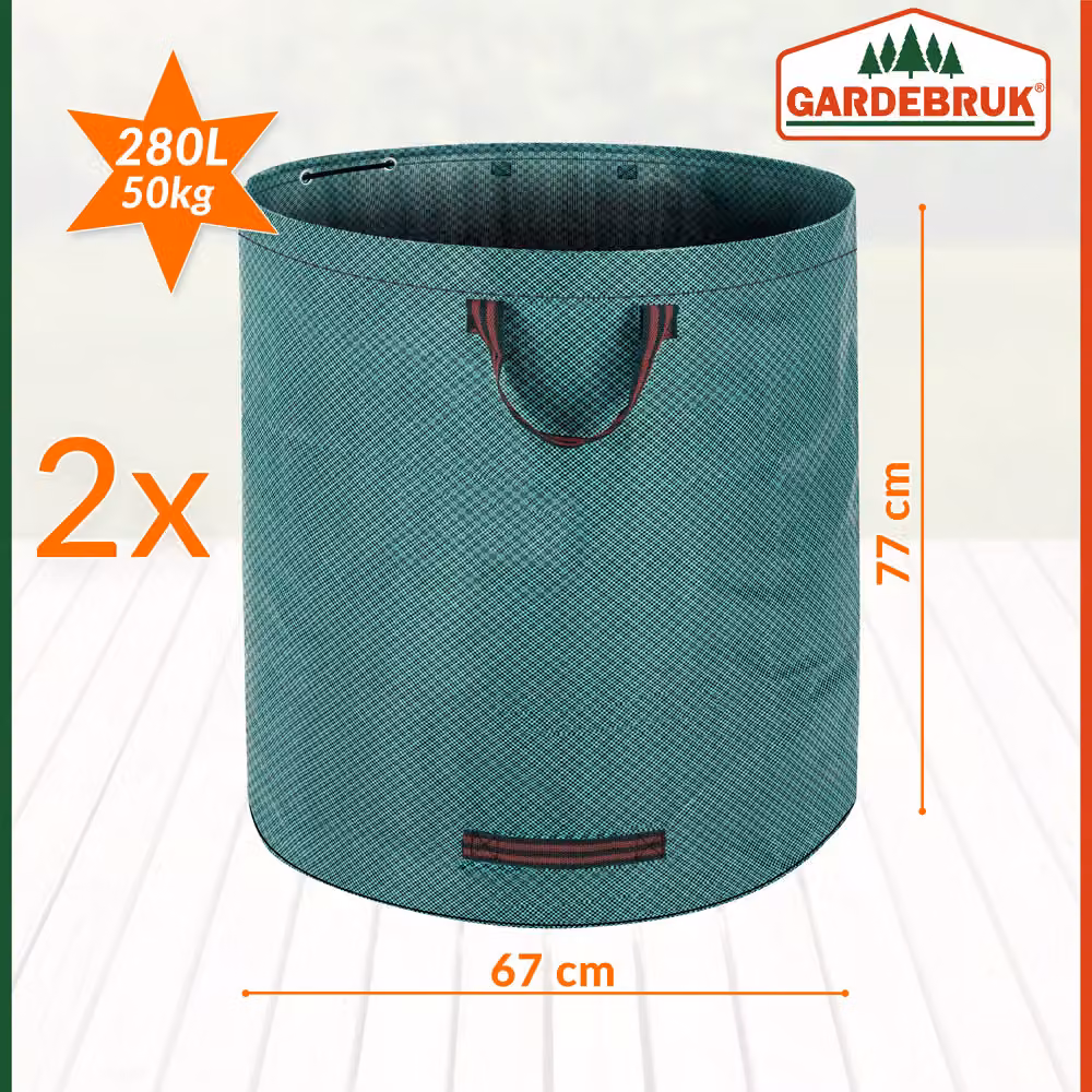 Set di 2 sacchi rifuiti da giardino Gardebruk in plastica verde da 280 l – 2