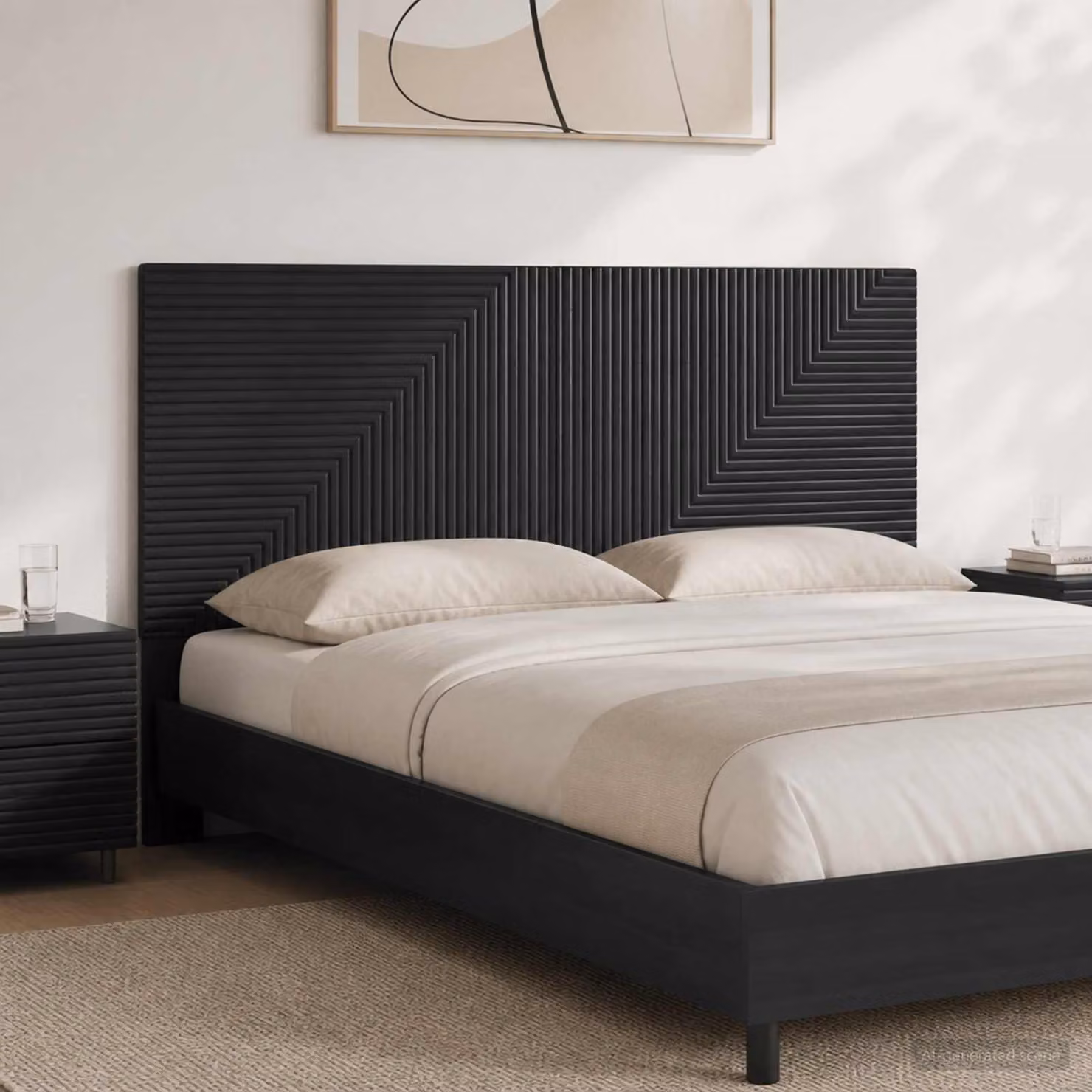 Testiera da muro vidaXL HAARLEM con ripiano integrato e pannello imbottito, Nero, L: 120 cm, H: 50 cm, P: 10,44 cm