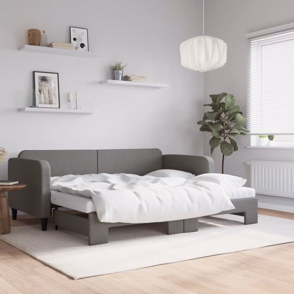 Maison Exclusive - Divano letto estraibile con materasso grigio scuro 90x200 cm in tessuto
