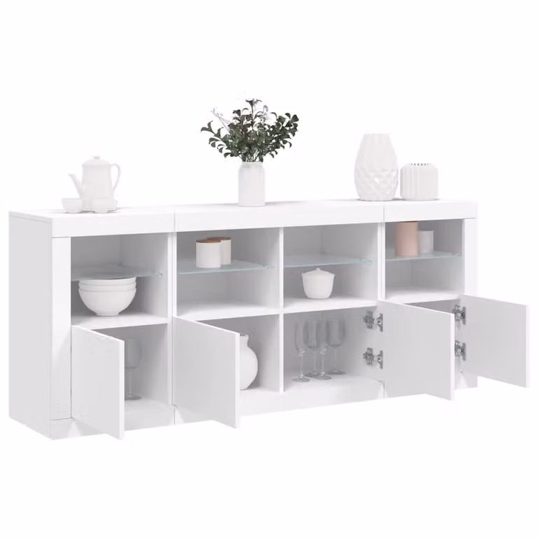 vidaXL Credenza Moderna con Luci LED Bianca L: 163 cm, P: 37 cm, H: 67 cm