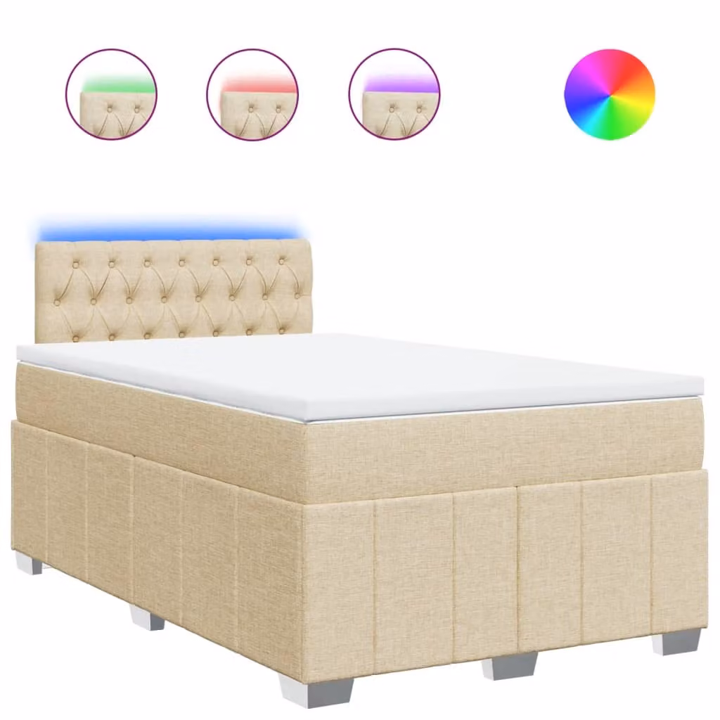 SYFAX™ Giroletto a Molle con Materasso Crema 120x190 cm in Tessuto