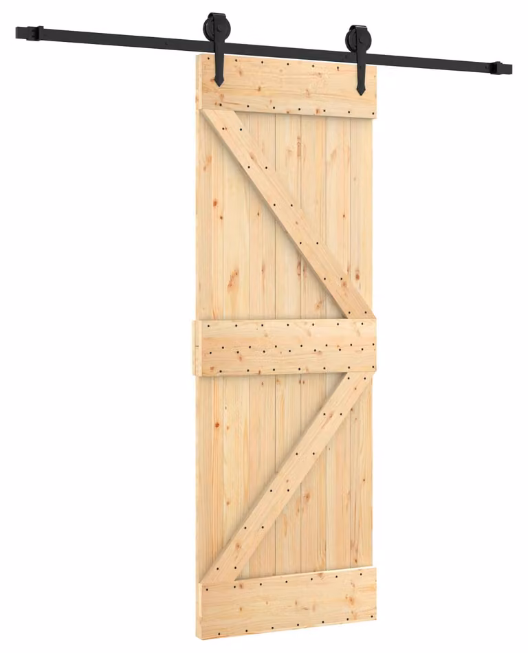Porta scorrevole Naturale e Nero 70 x 210 cm