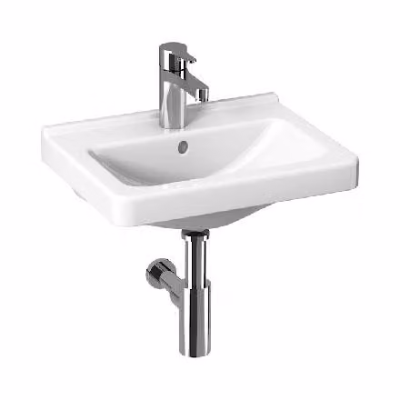 Jika Cubito - Lavabo 450x340 mm, con sfioratore, con foro per rubinetto, Jika Perla, bianco H8114221001041