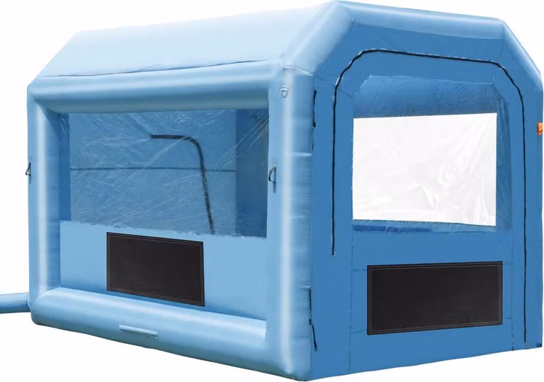 Cabina di verniciatura gonfiabile - 4 x 3 x 2,75 m - A tenuta d'aria con soffiante da 750 W e sistema di filtraggio dell'aria - Cabina di verniciatura portatile per moto, biciclette e piccoli mobili