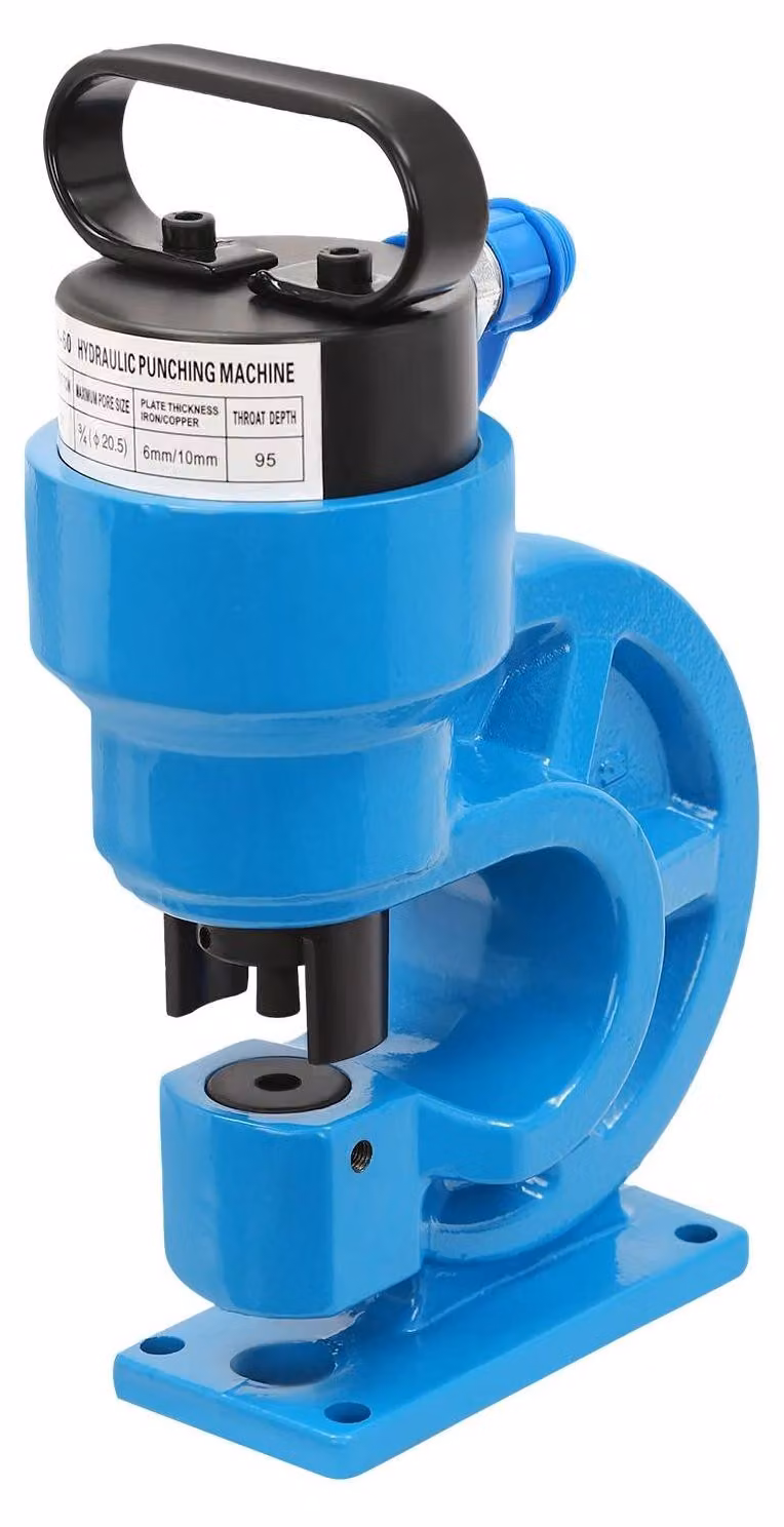 Presse idraulica per foratura - Modello CH-60 - Forza di pressatura: 31 tonnellate - Pressa manuale portatile - Adatta per barre di rame, ferro e alluminio - Area di lavoro: 24,5 x 35 cm - Colore: blu