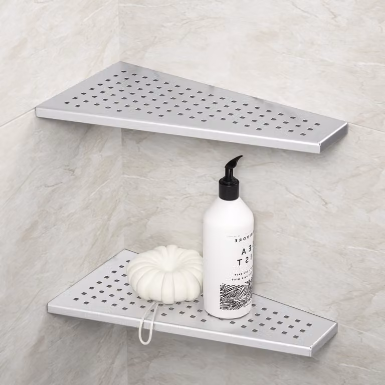 Solidchoice - Pannello angolare per bagno in acciaio inossidabile, senza necessità di foratura