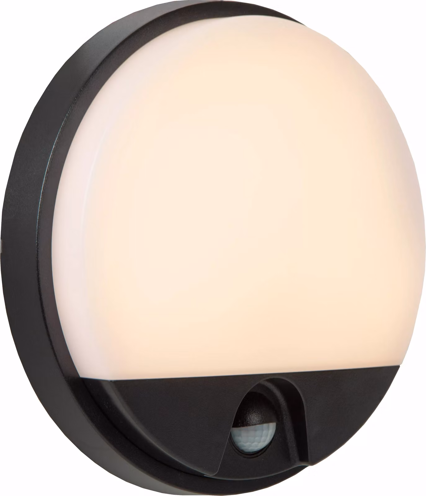 Applique da esterno a LED con sensore HUPS, nera, 10 W, bianco caldo, 1000 lm, plastica, dimensioni: 21 x 21 x 4,9 cm, IP54, Lucide