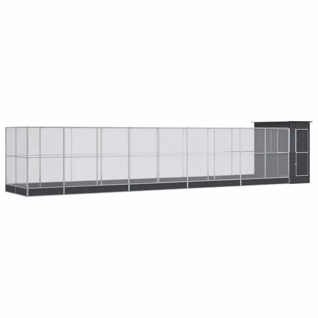 Voliera con estensione vidaXL in acciaio color argento L: 1037 cm, P: 203 cm, H: 216 cm – 2