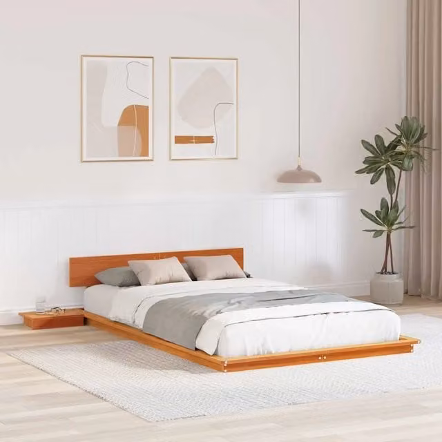Struttura del letto-Giroletto Marrone 135 x 190 cm legno 353032