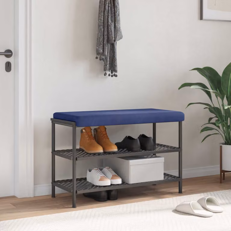 Cuscino per panchina vidaXL in velluto blu con imbottitura in schiuma, Profondità: 35 cm