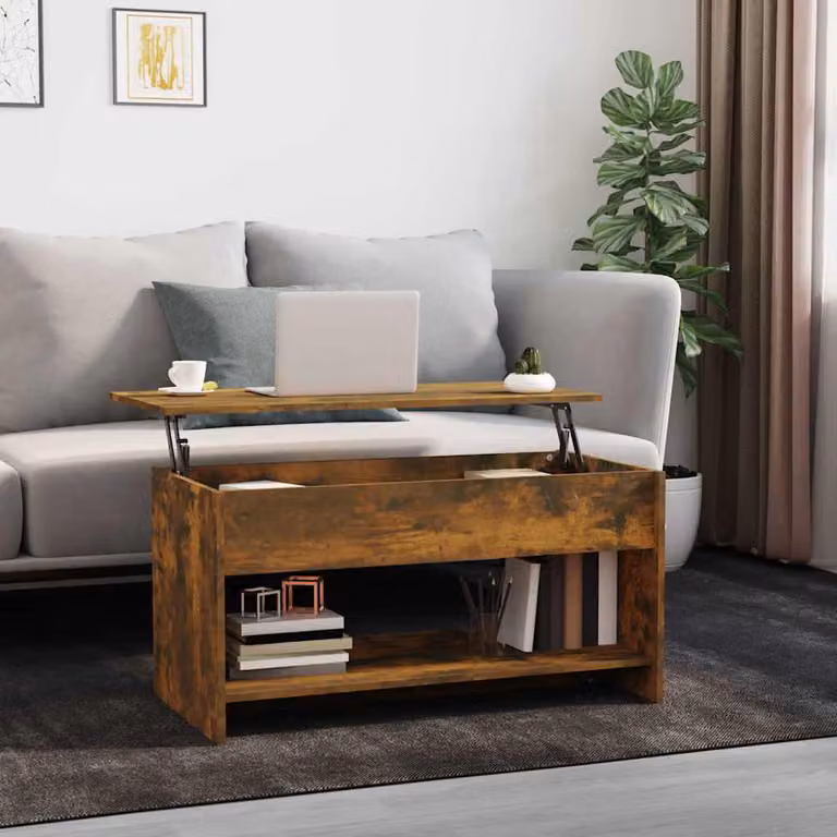 vidaXL Tavolino da Salotto Moderno in Legno Rovere Fumo, L/P/H: 102 x 50 x 52,5 cm