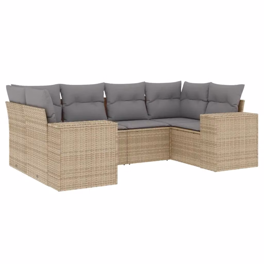 vidaXL Set Divano da Giardino a L composto da 6 pezzi con Cuscini Beige e Struttura in Metallo e Polyrattan – 2