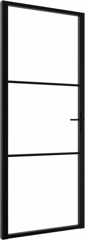 Porta da Interno ESG Vetro e Alluminio 83x201,5 cm Nera
