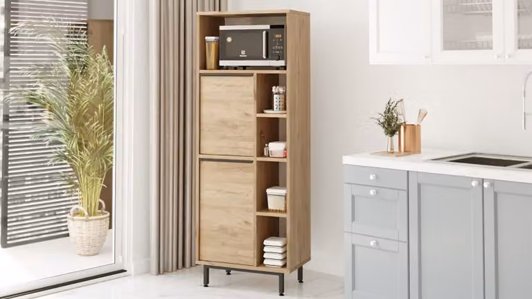 Skye Decor, mobile da cucina di alta qualità, noce, 60 x 161,6 x 35,5 cm | Pannello truciolare rivestito al 100% in melamina, spessore 18 mm | Gambe in metallo, design moderno per cucine di classe.