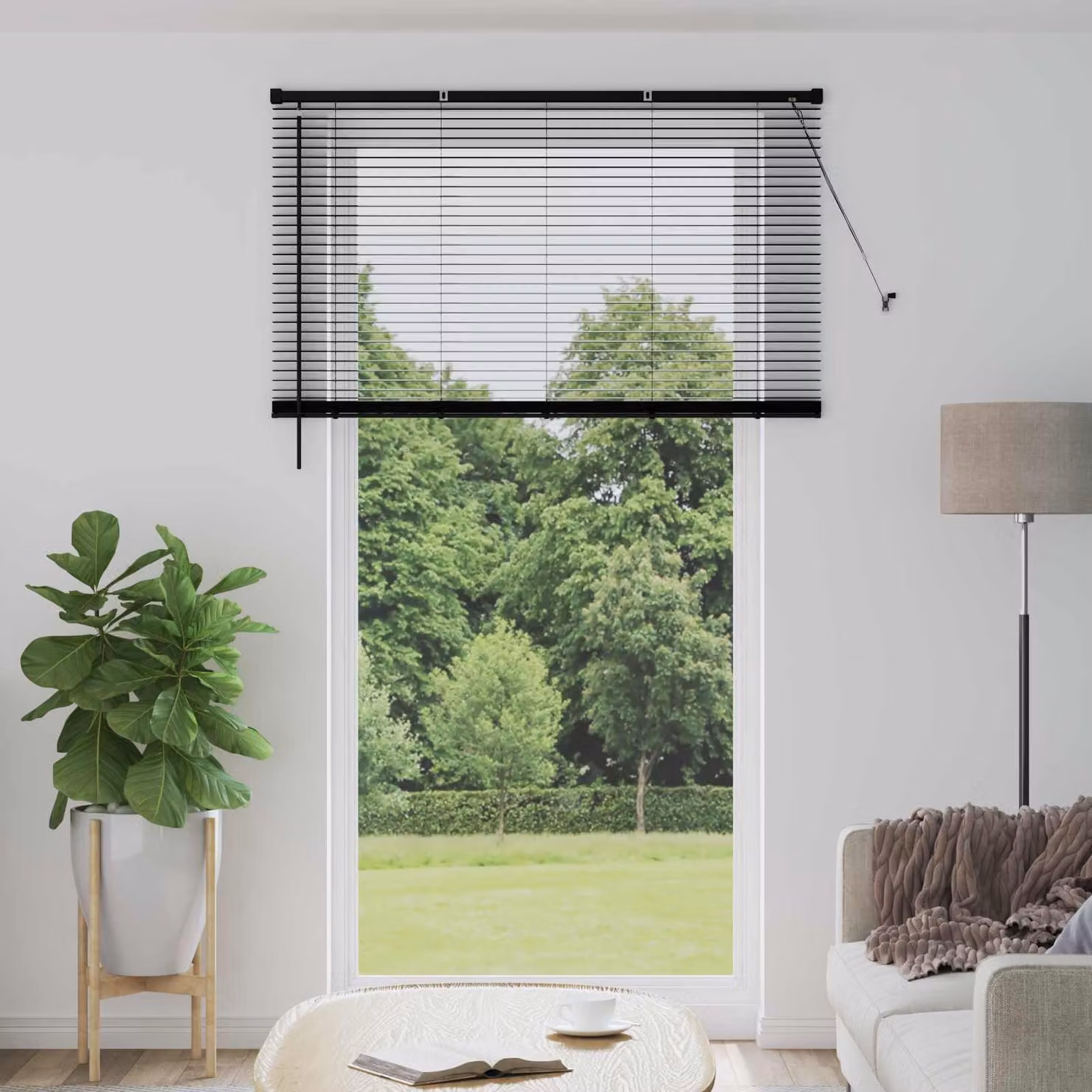 Tenda Veneziana vidaXL in PVC Nero, L: 150 cm, H: 213 cm, Larghezza lamelle: 25 mm