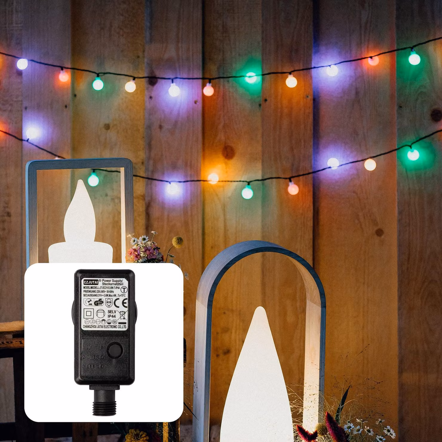 Catena luminosa a LED, multicolore, 80 luci, con timer, per uso esterno