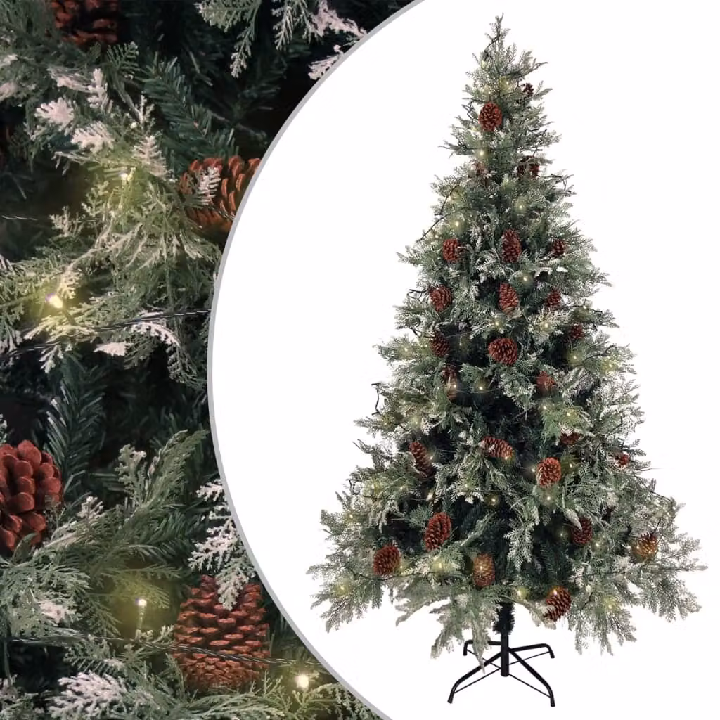 Maison Exclusive - Albero di Natale con luci e pigne, 195 cm, PVC e PE