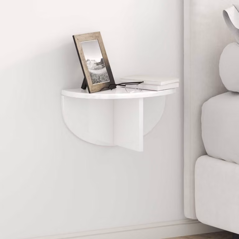 Set di 2 Scaffali da Parete vidaXL Bianco Lucido L 38 x P 19 x H 19 cm