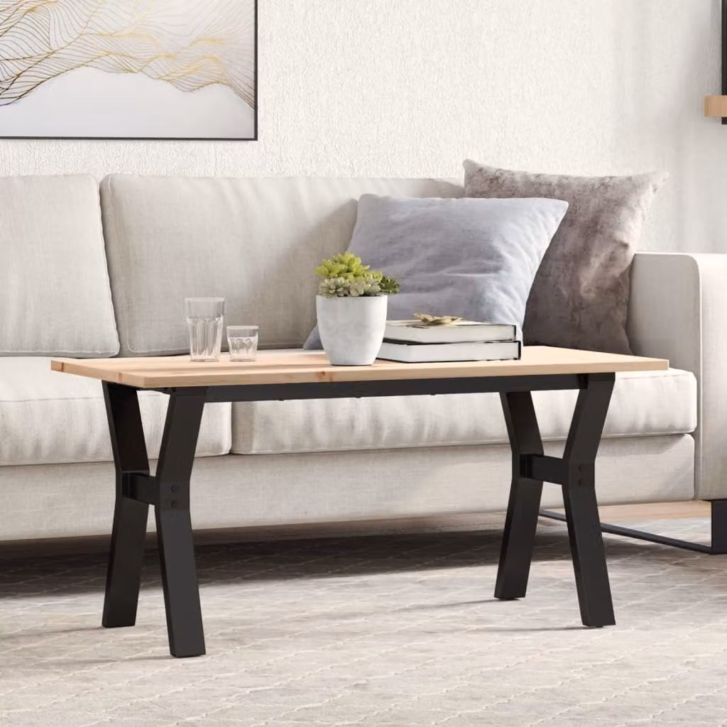 Maison Exclusive - Tavolino Salotto Telaio a Y 100x50x45 cm Legno Pino e Acciaio