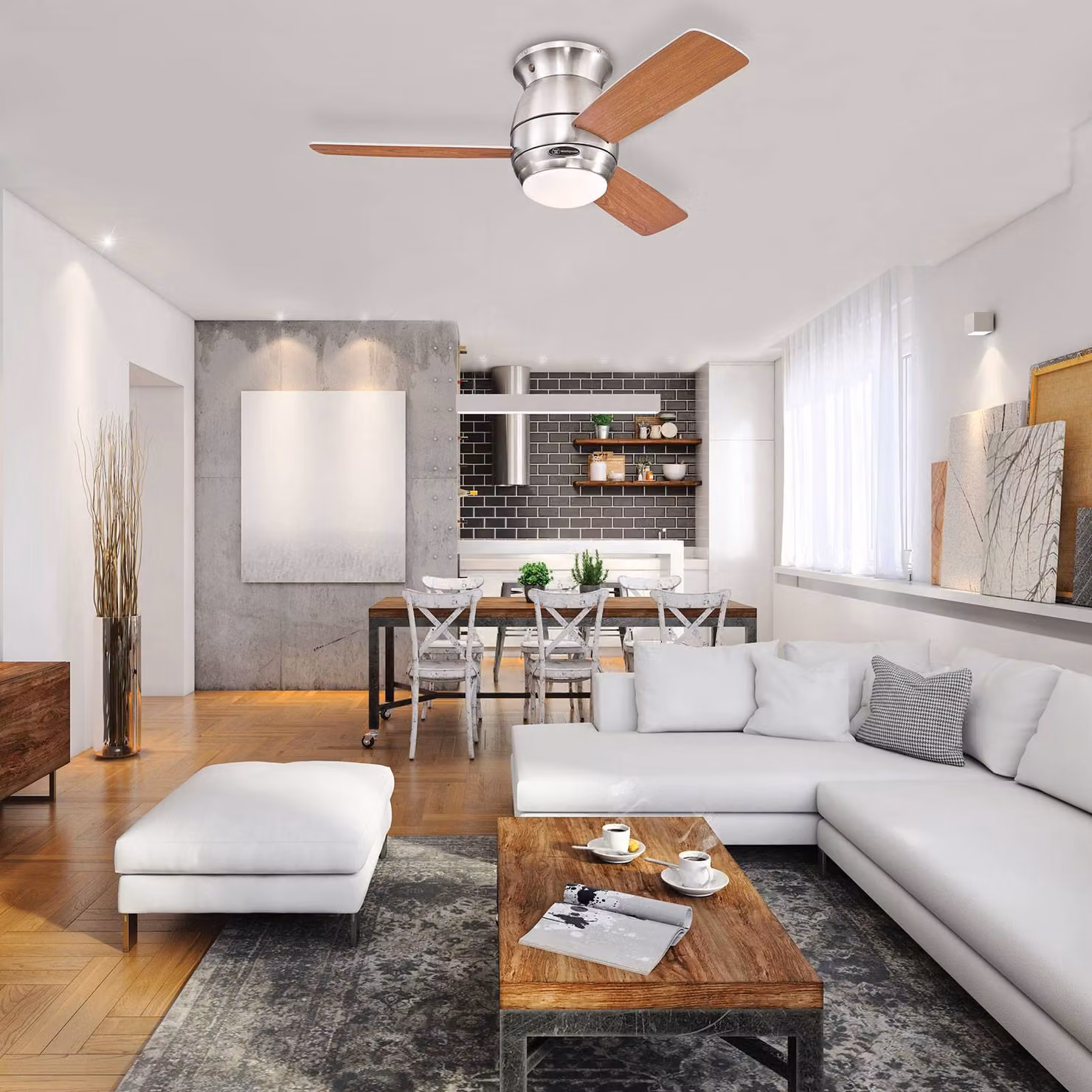 Westinghouse Ventilatore da soffitto con luce Halley, in legno, silenzioso Halley, Legno scuro, Soggiorno / Sala da pranzo, Legno, Moderno