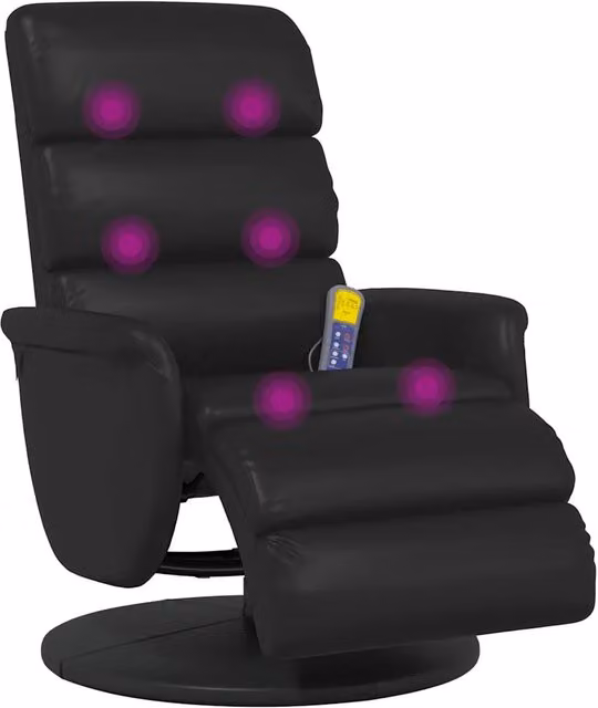 Poltrona Reclinabile Massaggiante | Sedia Relax Poggiapiedi Nera Similpelle
