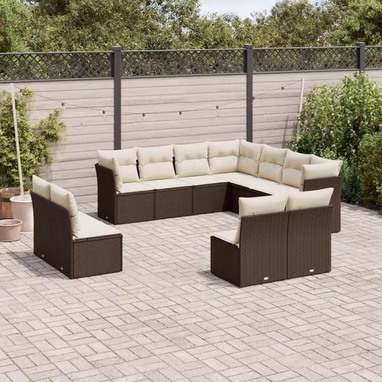 Maison Exclusive - Set Divani da Giardino 11 pz con Cuscini Polyrattan Marrone