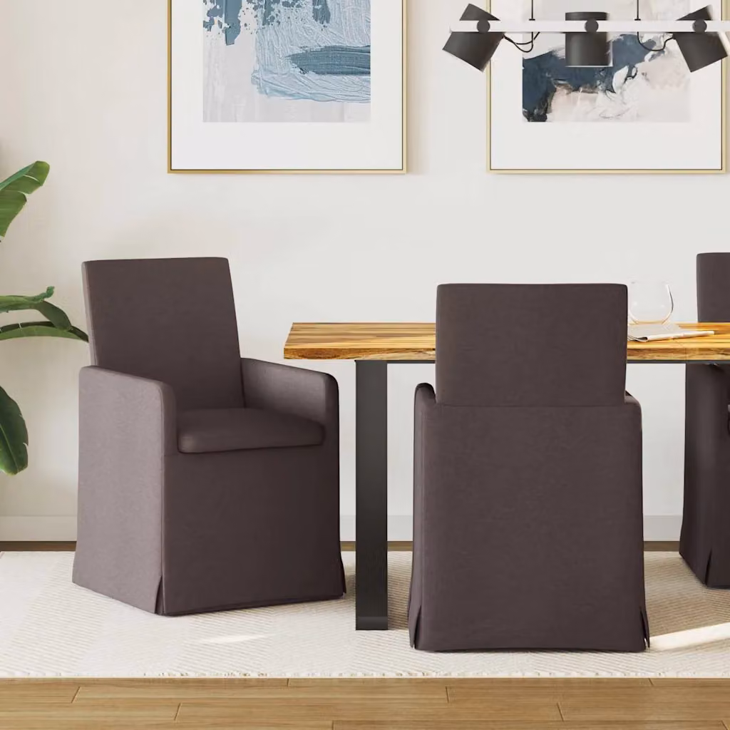 Set di 2 sedie da pranzo vidaXL in tessuto marrone scuro L: 57 cm, P: 68 cm, H: 94 cm