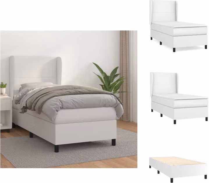 vidaXL Letto a molle con materasso bianco 90x190 cm in Pelle finta - Letti & strutture letto