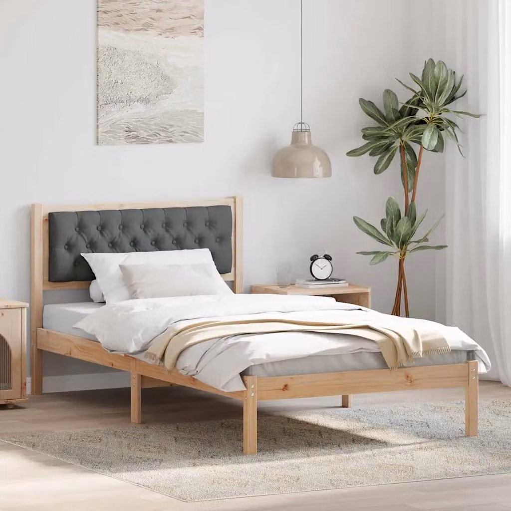 Struttura del letto vidaXL in pino massello grigio, L 200 cm x P 100 cm – 1