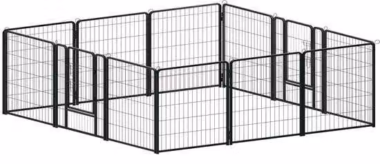 Recinto per cani, confezione da 12 pezzi - Gabbia metallica flessibile e regolabile per cani, dimensioni 80x80 cm. Ideale per rifugi per animali, canili, per creare un ambiente sicuro e facile da allestire, adatta a diverse razze di cani.
