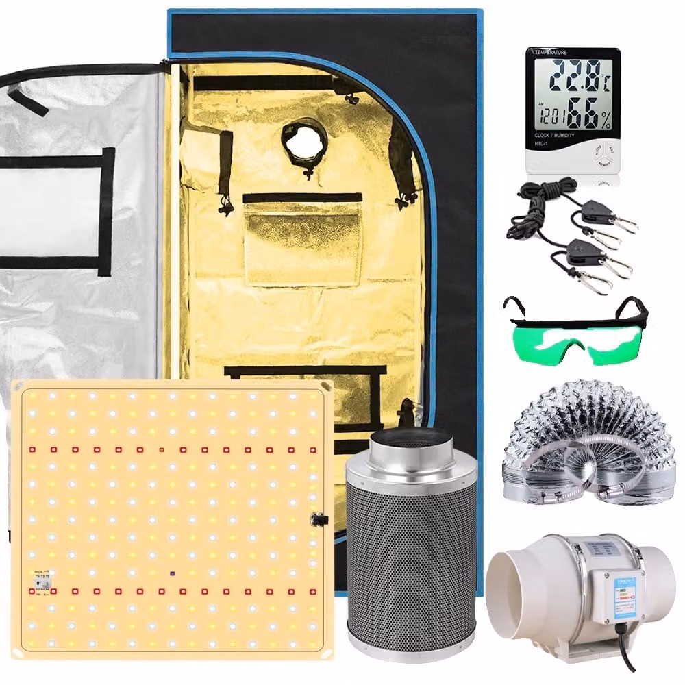 Set tenda da coltivazione, sistema idroponico, ventilatore, filtro a carboni attivi, kit 60X60X120CM