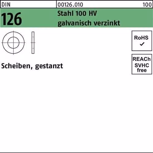 Rondelle Reyher DIN 126 acciaio 13,5 galv. vz 001260109135000 (100 pezzi)