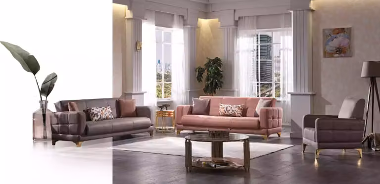 Luxus Sofagarnitur 3+3+1 Set Designer Textil Couchen Sessel Einsitzer