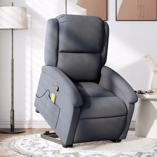 Divano Sedia-Poltrona Alzapersona Reclinabile Grigio Scuro in Velluto 428406