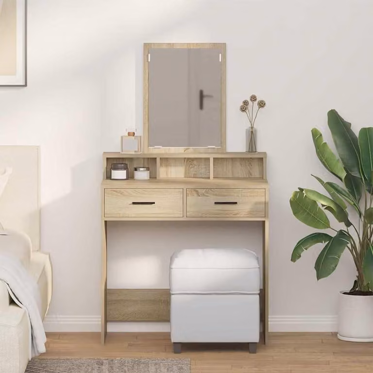 Comò moderno con specchio e cassetti, dimensioni 79 x 41 x 140 cm