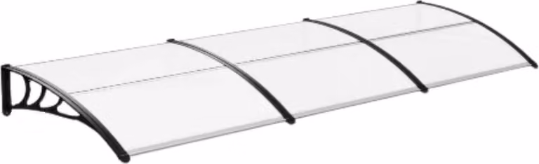 Tettoia per porte e finestre - Tettoia in policarbonato e protezione solare - Design moderno - Struttura in alluminio - 270x98,5 cm - Nero