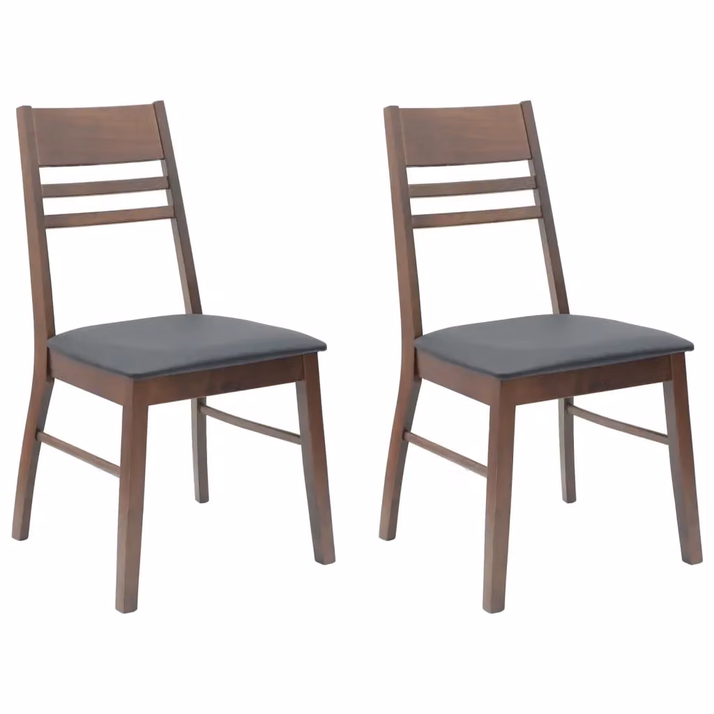 Set di 2 sedie da pranzo moderne vidaXL in legno di gomma marrone, L/P/H: 43 x 54 x 89 cm – 2