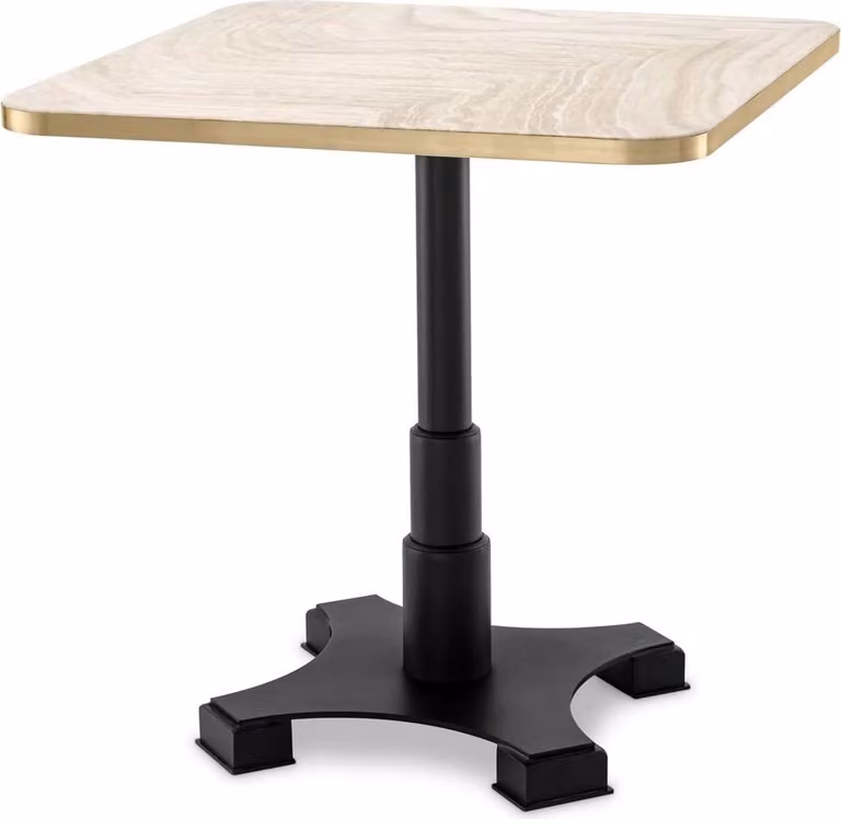Casa Padrino tavolo da pranzo beige / ottone / nero 75 x 75 x h. 75,5 cm - Tavolo da cucina quadrato con piano in travertino - Mobili Sala da Pranzo - Mobili - Arredamento