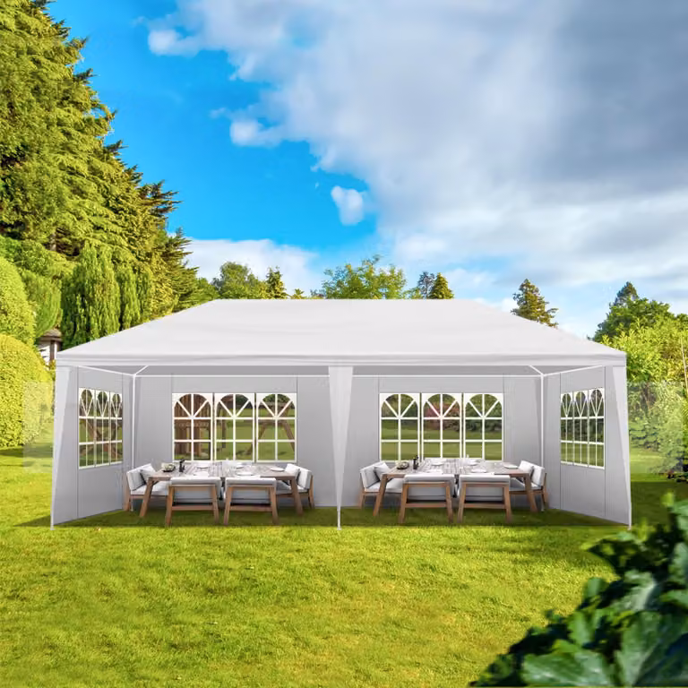 LEADZM, tenda a 4 pareti da 3 x 6 metri con tubi a spirale, impermeabile, bianca